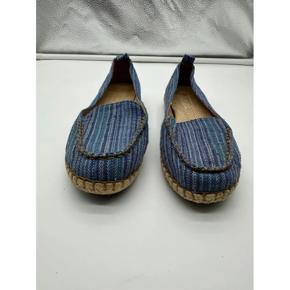 Born‎ Blue Striped Woven Espadrille Flats Womens 6.5 B58004 Handcrafted Slip On